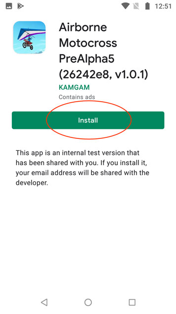 Install an internally shared google play android app